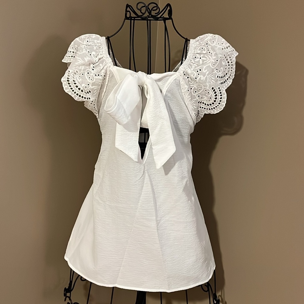 White Tie Back Top Size L